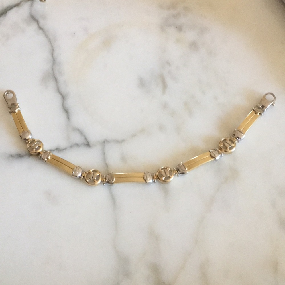 Vintage Fashion bracelet, 14k white & yellow gold - Picture 9 of 13